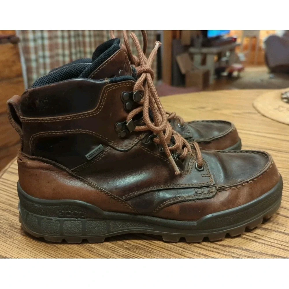 Ecco Track II High‎ Gore-Tex Waterproof Brown Leather Ankle Boots Mens 8 8.5